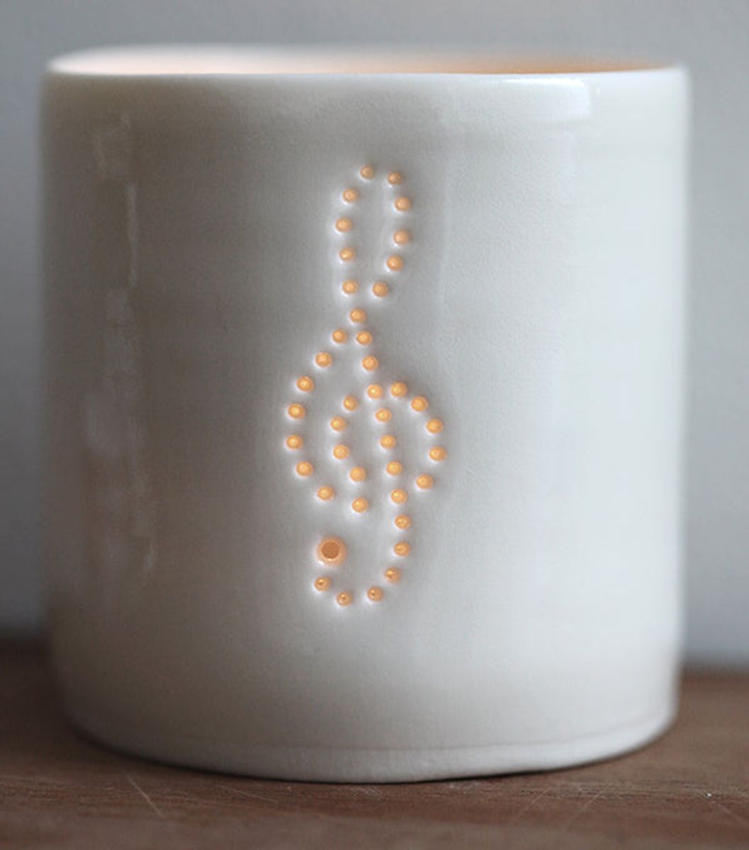 Treble clef  mini porcelain tealight holder - Luna Lightning