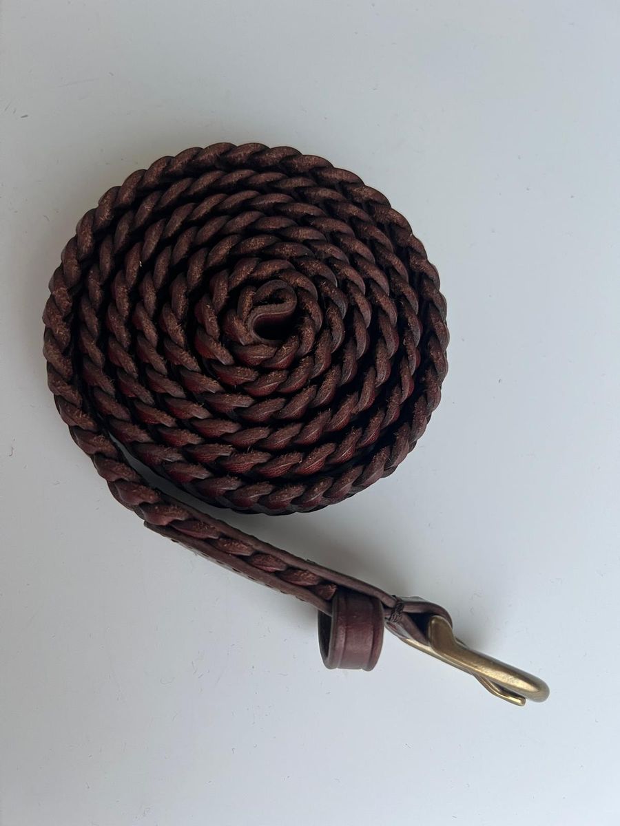 Belte flettet skinn 2 cm  -Bruciato - 85 cm Dragon Diffusion