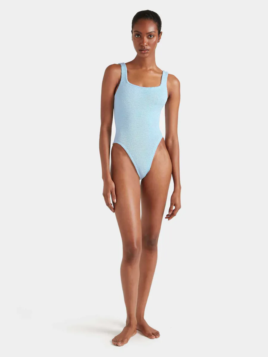 Square Neck Swim Metallic Ice Blue - Hunza G