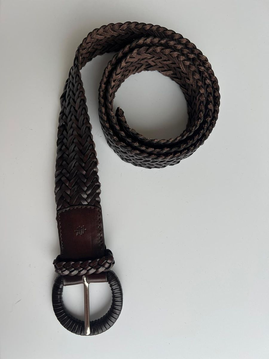 Belte flettet skinn 5 cm  -Mørk brun - 90 cm Dragon Diffusion