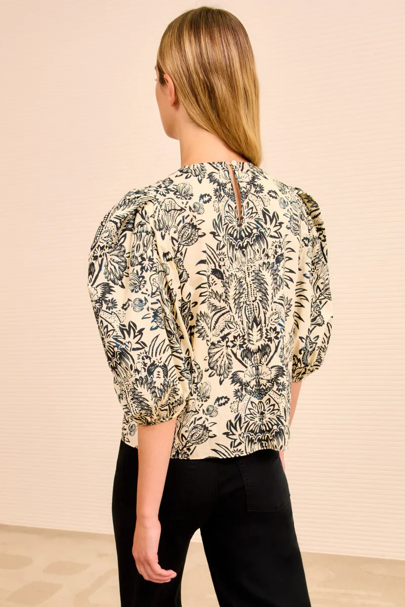 Frantiska Puff Sleeve Top - Ivory Flora - Ulla Johnson