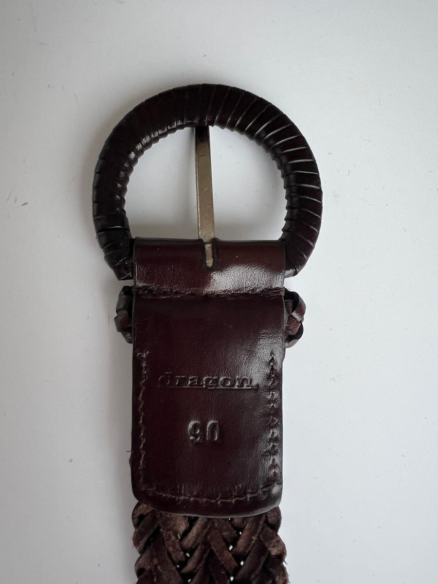 Belte flettet skinn 5 cm  -Mørk brun - 90 cm Dragon Diffusion