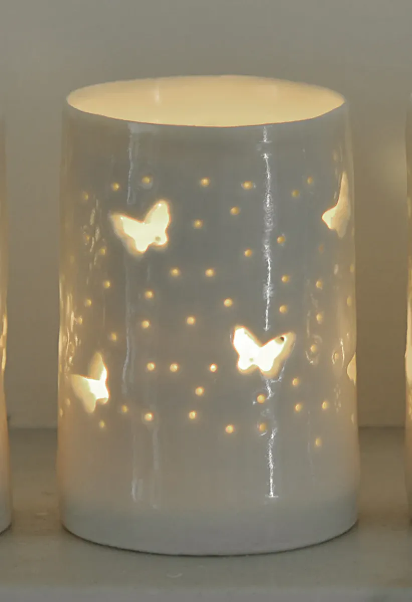 Flutter maxi porcelain tealight holder - Luna Lightning