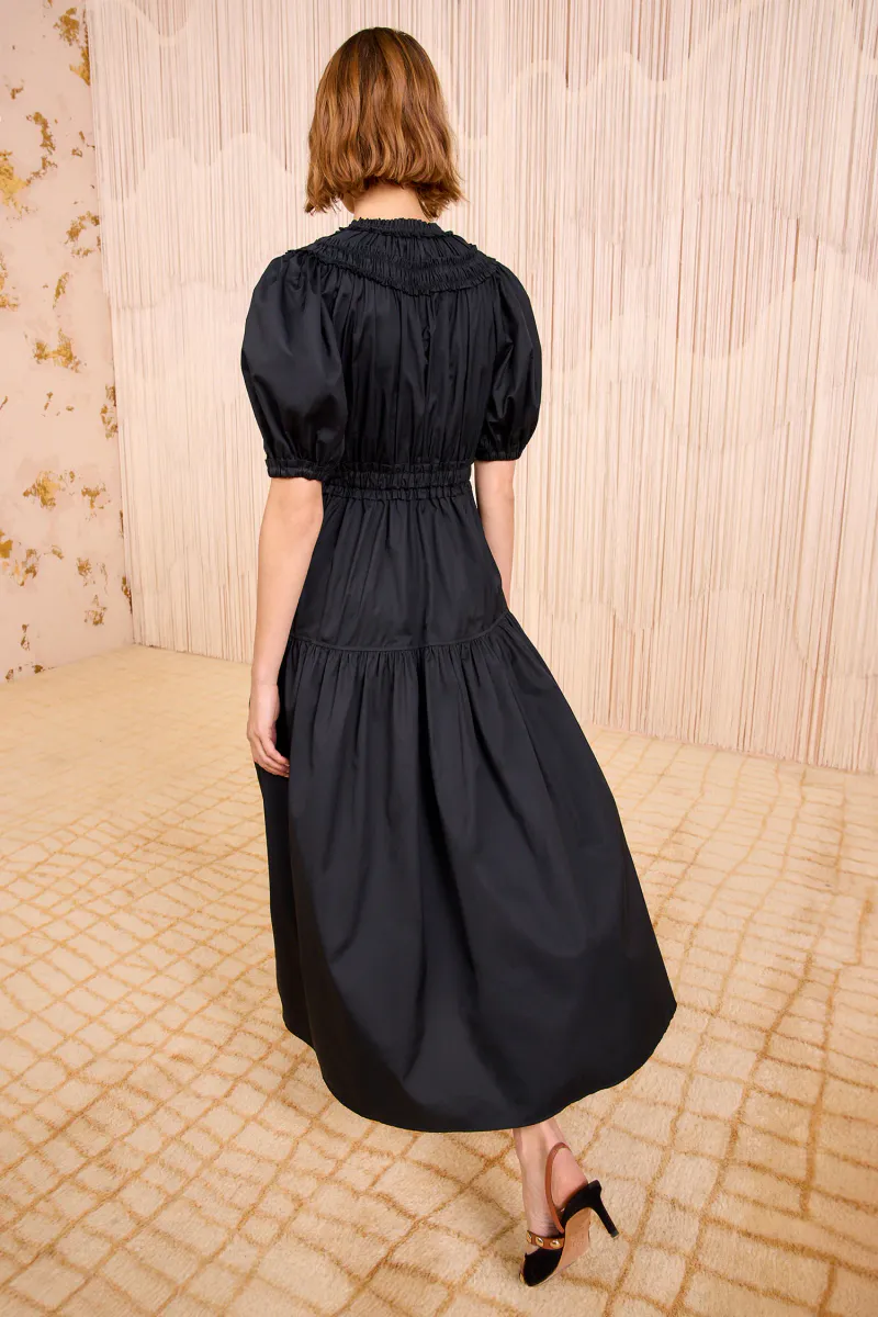 Othella Short Sleeve Midi Dress - Noir - Ulla Johnson